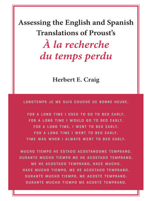 cover image of Assessing the English and Spanish Translations of Proust's <i>À la recherche du temps perdu"